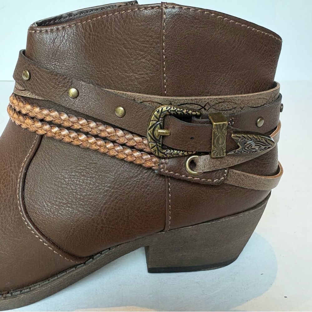 Pop Women's Brown Ankle Boots Side Zipper Size 6.5M - Picture 11 of 11